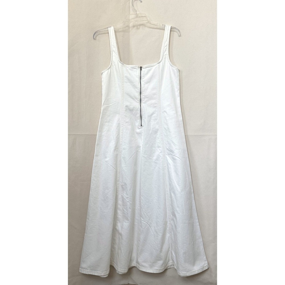 Old Navy Coastal Casual Ecru Sea Salt Fit & Flare Denim Cami Midi Dress Size M - Picture 3 of 8